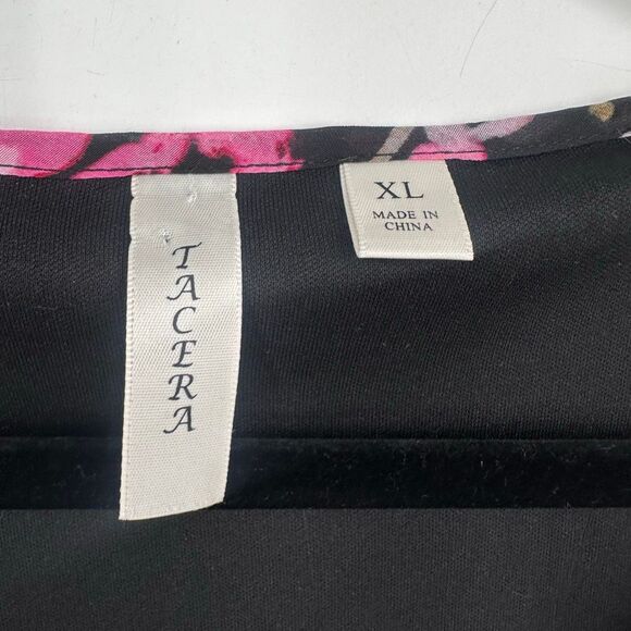 Tacera XL Black Pink Floral Ruffle Shift Dress Sleeveless Wedding Guest Feminine - Picture 5 of 12